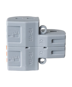 GloboStar® FAST-CONNECT 69914 Διπλή σε Εξαπλή Κλέμα Ταχείας Σύνδεσης & Διακλάδωσης Καλωδίων – 2 x Είσοδοι & 6 x Έξοδοι με Συμβατή Διατομή Καλωδίων 0.08mm² έως 2.5mm² – 250V/4KV 32A Max – Μ3.6 x Π4 x Υ1.5cm – Γκρι με Πορτοκαλί & Μπλε – Πακέτο 5 Τεμαχίων – 5 Years Warranty