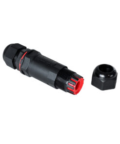 GloboStar® FAST-CONNECT 69916 Διπλός Ι Αδιάβροχος IP68 Σύνδεσμος Ταχείας Σύνδεσης & Διακλάδωσης Καλωδίων – 1 x Είσοδος & 1 x Έξοδος – Εσωτερική Τριπλή Κλέμα με Συμβατή Διατομή Καλωδίων 3 x 0.5mm² έως 3 x 4mm² – 450V 24A Max – Φ3 x Υ10.5cm – Μαύρο – 5 Years Warranty