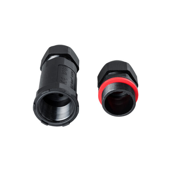 GloboStar® FAST-CONNECT 69916 Διπλός Ι Αδιάβροχος IP68 Σύνδεσμος Ταχείας Σύνδεσης & Διακλάδωσης Καλωδίων – 1 x Είσοδος & 1 x Έξοδος – Εσωτερική Τριπλή Κλέμα με Συμβατή Διατομή Καλωδίων 3 x 0.5mm² έως 3 x 4mm² – 450V 24A Max – Φ3 x Υ10.5cm – Μαύρο – 5 Years Warranty
