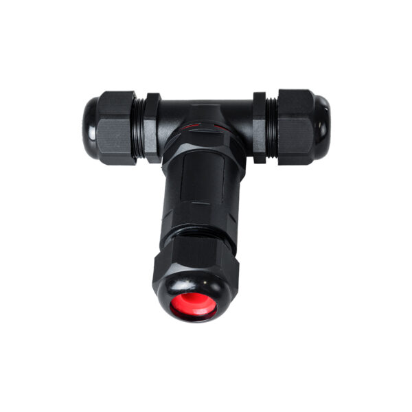 GloboStar® FAST-CONNECT 69917 Τριπλός Τ Αδιάβροχος IP68 Σύνδεσμος Ταχείας Σύνδεσης & Διακλάδωσης Καλωδίων – 1 x Είσοδος & 2 x Έξοδος – Εσωτερική Τριπλή Κλέμα με Συμβατή Διατομή Καλωδίων 3 x 0.5mm² έως 3 x 4mm² – 450V 24A Max – Μ10 x Π10 x Υ3cm – Μαύρο – 5 Years Warranty