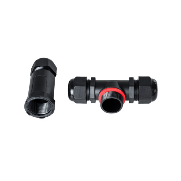 GloboStar® FAST-CONNECT 69917 Τριπλός Τ Αδιάβροχος IP68 Σύνδεσμος Ταχείας Σύνδεσης & Διακλάδωσης Καλωδίων – 1 x Είσοδος & 2 x Έξοδος – Εσωτερική Τριπλή Κλέμα με Συμβατή Διατομή Καλωδίων 3 x 0.5mm² έως 3 x 4mm² – 450V 24A Max – Μ10 x Π10 x Υ3cm – Μαύρο – 5 Years Warranty