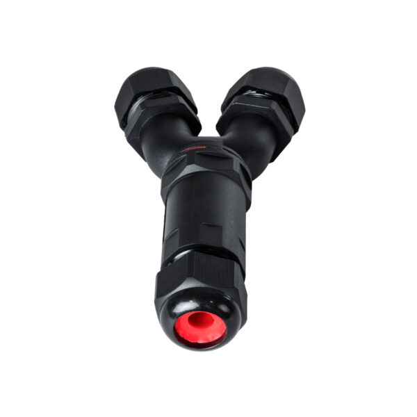 GloboStar® FAST-CONNECT 69918 Τριπλός Υ Αδιάβροχος IP68 Σύνδεσμος Ταχείας Σύνδεσης & Διακλάδωσης Καλωδίων – 1 x Είσοδος & 2 x Έξοδος – Εσωτερική Τριπλή Κλέμα με Συμβατή Διατομή Καλωδίων 3 x 0.5mm² έως 3 x 4mm² – 450V 24A Max – Μ13.5 x Π7.5 x Υ3cm – Μαύρο – 5 Years Warranty