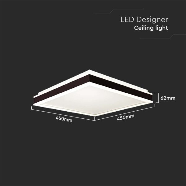 Πλαφονιέρα Οροφής LED Τετράγωνη 24W Μαύρη 45x45cm V-TAC 2500lm Φυσικό Λευκό 4000K – 6992
