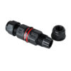 GloboStar® FAST-CONNECT 69920 Διπλός Ι Αδιάβροχος IP68 Σύνδεσμος Ταχείας Σύνδεσης & Διακλάδωσης Καλωδίων – 1 x Είσοδος & 1 x Έξοδος – Εσωτερική Τριπλή Κλέμα με Συμβατή Διατομή Καλωδίων 3 x 0.5mm² έως 3 x 1.5mm² – 450V 16A Max – Φ2.5 x Υ9cm – Μαύρο – 5 Years Warranty
