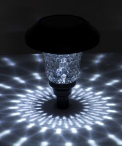 GloboStar® 69927 ΣΕΤ 4 Τεμαχίων Αυτόνομα Ηλιακά Φωτιστικά LED SMD 0.24W/Τεμ. 24lm/Τεμ. με Ενσωματωμένη Μπαταρία 600mAh – Φωτοβολταϊκό Πάνελ με Αισθητήρα Ημέρας-Νύχτας Αδιάβροχο IP65 Φανάρι Κήπου Στρογγυλό Ψυχρό Λευκό 6000K Φ12 x Υ23cm