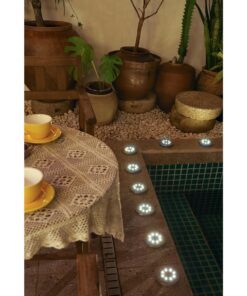 GloboStar® 69929 ΣΕΤ 4 Τεμαχίων Αυτόνομα Ηλιακά Φωτιστικά LED SMD 0.80W/Τεμ. 80lm/Τεμ. με Ενσωματωμένη Μπαταρία 600mAh – Φωτοβολταϊκό Πάνελ με Αισθητήρα Ημέρας-Νύχτας Αδιάβροχο IP65 Φανάρι Κήπου Στρογγυλό Ψυχρό Λευκό 6000K Φ12 x Υ13cm