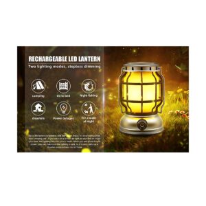 GloboStar® 69931 Αυτόνομο Ηλιακό Επαναφορτιζόμενο Φανάρι Camping LED 5W με Εναλλαγή Χρωμάτων Flame Effect & Επαναφορτιζόμενη Μπαταρία 18650 1200mAh Li-ion – Power Bank – Αδιάβροχο IP54 – Dimmable – Μαύρο Ασημί – Flame Effect 1800K – Ψυχρό Λευκό 6000K Φ10.