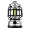 GloboStar® 69933 Αυτόνομο Επαναφορτιζόμενο Φανάρι Camping LED 5W με Επαναφορτιζόμενη Μπαταρία 18650 1200mAh Li-ion – Power Bank – Αδιάβροχο IP54 – Dimmable – Μαύρο Ασημί – Ψυχρό Λευκό 6000K Φ10.2 x Υ18cm