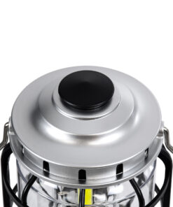 GloboStar® 69933 Αυτόνομο Επαναφορτιζόμενο Φανάρι Camping LED 5W με Επαναφορτιζόμενη Μπαταρία 18650 1200mAh Li-ion – Power Bank – Αδιάβροχο IP54 – Dimmable – Μαύρο Ασημί – Ψυχρό Λευκό 6000K Φ10.2 x Υ18cm