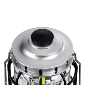 GloboStar® 69933 Αυτόνομο Επαναφορτιζόμενο Φανάρι Camping LED 5W με Επαναφορτιζόμενη Μπαταρία 18650 1200mAh Li-ion – Power Bank – Αδιάβροχο IP54 – Dimmable – Μαύρο Ασημί – Ψυχρό Λευκό 6000K Φ10.2 x Υ18cm