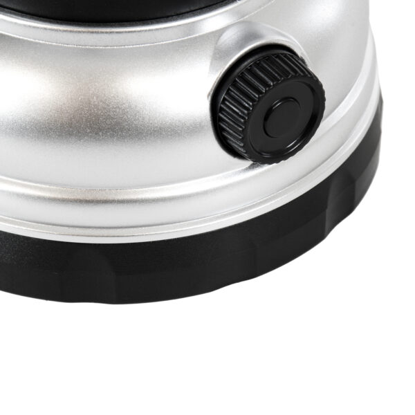 GloboStar® 69933 Αυτόνομο Επαναφορτιζόμενο Φανάρι Camping LED 5W με Επαναφορτιζόμενη Μπαταρία 18650 1200mAh Li-ion – Power Bank – Αδιάβροχο IP54 – Dimmable – Μαύρο Ασημί – Ψυχρό Λευκό 6000K Φ10.2 x Υ18cm