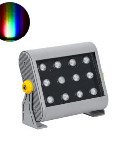 GloboStar® FLOOD-HENA 90641 Προβολέας Wall Washer για Φωτισμό Κτιρίων LED 24W 2400lm 30° DC 24V Αδιάβροχο IP65 Μ22.5 x Π6 x Υ16.5cm Πολύχρωμο RGB DMX512 – Ασημί – 3 Years Warranty