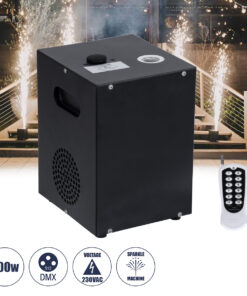 GloboStar® 51148 SIRENS Επαγγελματική Επιδαπέδια Μηχανή Cold Sparkle Machine – Fountain Εφέ με Άκαυστες Σπίθες 600W AC 220V-240V DMX512 Display on Body – Μαύρο – L18 x W16.5 x H24cm