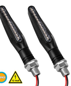 GloboStar® 81754 ΣΕΤ 2 x Φλάς Μοτοσυκλέτας Universal Line LED SMD 5050 5W DC 12V με Τρεχούμενο Εφέ Φωτισμού Πορτοκαλί Αδιάβροχα IP65