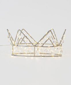 ΦΩΤΙΖΟΜΕΝΗ ΚΟΡΩΝΑ 21Χ9  ΜΕ ΚΡΥΣΤΑΛΛΑΚΙΑ, 70 MINI LED, ΜΠΑΤΑΡΙΑΣ, ΜΕ ΧΡΟΝΟΔΙΑΚΟΠΤΗ, ΑΣΗΜΙ ΧΑΛΚINO ΚΑΛΩΔΙΟ, ΘΕΡΜΟ ΛΕΥΚΟ LED, ΠΡΟΕΚΤΑΣΗ ΠΑΡΟΧΗΣ 50cm, IP20 EUROLAMP – 600-22482