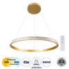 GloboStar® DIAMOND 61131 Κρεμαστό Φωτιστικό Δαχτυλίδι-Κύκλος LED CCT 45W 5230lm 360° AC 220-240V – Εναλλαγή Φωτισμού μέσω Τηλεχειριστηρίου All In One Ψυχρό 6000k+Φυσικό 4500k+Θερμό 2700k Dimmable Φ60cm – Χρυσό Βούρτσας – 3 Years Warranty