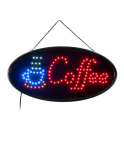 GloboStar® 75687 Φωτιστικό Ταμπέλα LED Οβάλ Σήμανσης COFFEE με Πρίζα AC 230V Μ48 x Π1.8 x Υ24.5cm