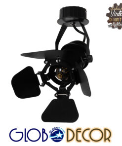 GloboStar® CHICAGO 01371 Vintage Industrial Φωτιστικό Οροφής Μονόφωτο Μαύρο Μεταλλικό Μ20 x Π20 x Υ27.5cm