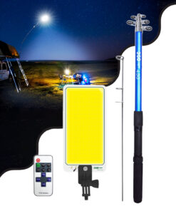 GloboStar® 85821 Τηλεσκοπικό Καλάμι Ψαρέματος 5m με Πάνελ Φωτισμού 800W 48000lm DC 12V Αδιάβροχο IP65 Ψυχρό Λευκό 6000K