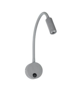 GloboStar® GOOSE 61689 Φωτιστικό Τοίχου – Απλίκα LED 3W 300lm 36° AC 220-240V IP20 – Reading Light – Θερμό Λευκό 2700K Γκρι Αλουμίνιο – Μ6.5 x Π22.5 x Υ23cm – 2 Xρόνια Εγγύηση