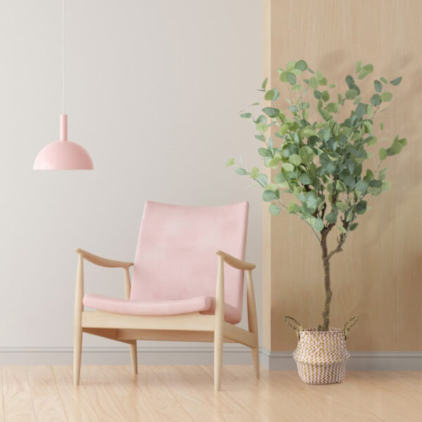 GloboStar® Artificial Garden LEROS 20341 Διακοσμητικό Ψάθινο Καλάθι – Κασπώ Γλάστρα – Flower Pot Ροζ με Καφέ Φ18cm x Υ20cm