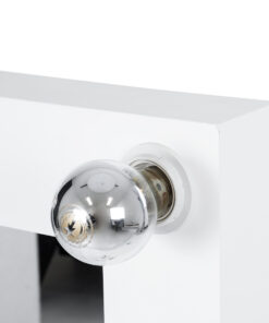 GloboStar® MAKEUP MIRROR-60×90-4 Μοντέρνος Καθρέπτης Μακιγιάζ με Πλαίσιο Φυσικού Ξύλου με Διακόπτη On/Off 10 x E27 AC220-240V – Μ60 x Π7 x Υ90cm – Λευκή Λάκα