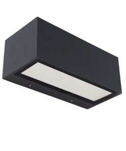 Lutec Gemini Square Medium Φωτιστικό Τοίχου Εξωτερικού Χώρου Up&Down Σκούρο Γκρι LED 1230lm 4000K IP54 – 5189101118