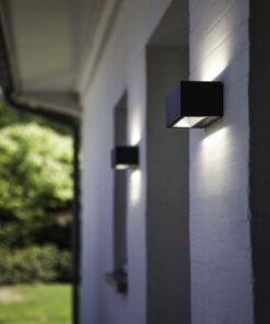 Lutec Gemini Square Medium Φωτιστικό Τοίχου Εξωτερικού Χώρου Up&Down Σκούρο Γκρι LED 1230lm 4000K IP54 – 5189101118