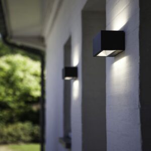 Lutec Gemini Square Medium Φωτιστικό Τοίχου Εξωτερικού Χώρου Up&Down Σκούρο Γκρι LED 1230lm 4000K IP54 – 5189101118