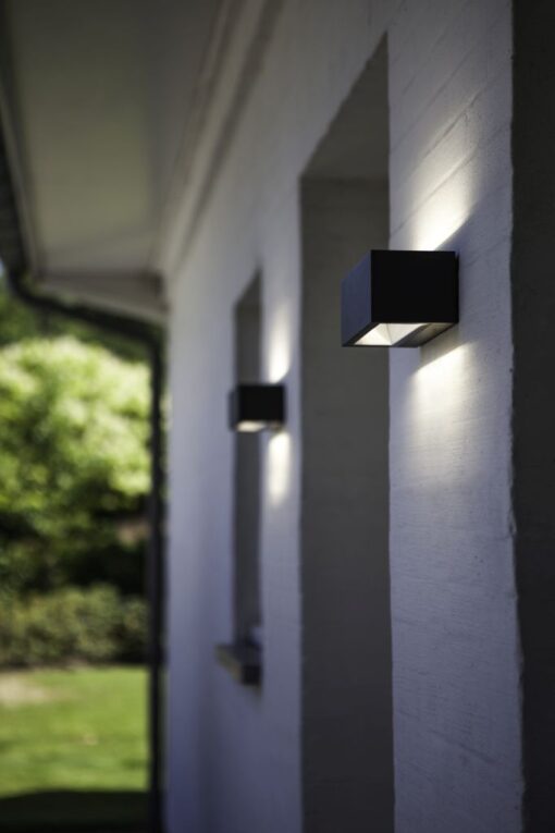 Lutec Gemini Square Medium Φωτιστικό Τοίχου Εξωτερικού Χώρου Up&Down Σκούρο Γκρι LED 1230lm 4000K IP54 – 5189101118