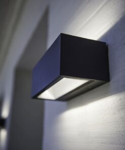 Lutec Gemini Square Medium Φωτιστικό Τοίχου Εξωτερικού Χώρου Up&Down Σκούρο Γκρι LED 1230lm 4000K IP54 – 5189101118