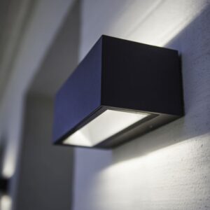Lutec Gemini Square Medium Φωτιστικό Τοίχου Εξωτερικού Χώρου Up&Down Σκούρο Γκρι LED 1230lm 4000K IP54 – 5189101118
