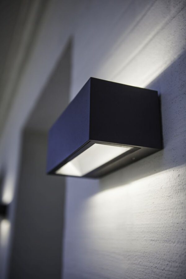 Lutec Gemini Square Medium Φωτιστικό Τοίχου Εξωτερικού Χώρου Up&Down Σκούρο Γκρι LED 1230lm 4000K IP54 – 5189101118