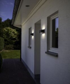 Lutec Gemini Square Medium Φωτιστικό Τοίχου Εξωτερικού Χώρου Up&Down Σκούρο Γκρι LED 1230lm 4000K IP54 – 5189101118