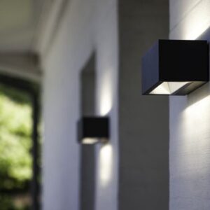 Lutec Gemini Square Small Φωτιστικό Τοίχου Up&Down Εξωτερικού Χώρου Σκούρο Γκρι LED IP54 500lm 3000K – 5189113118
