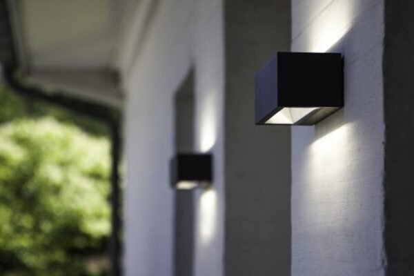 Lutec Gemini Square Small Φωτιστικό Τοίχου Up&Down Εξωτερικού Χώρου Σκούρο Γκρι LED IP54 500lm 3000K – 5189113118