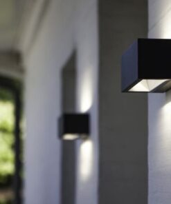 Lutec Gemini Square Small Φωτιστικό Τοίχου Up&Down Εξωτερικού Χώρου Σκούρο Γκρι LED IP54 500lm 3000K – 5189113118