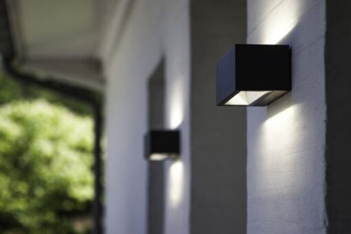 Lutec Gemini Square Small Φωτιστικό Τοίχου Up&Down Εξωτερικού Χώρου Σκούρο Γκρι LED IP54 500lm 3000K – 5189113118