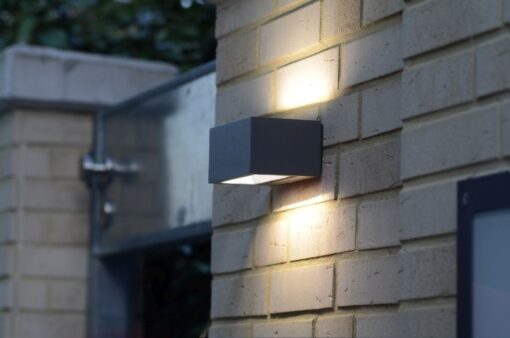 Lutec Gemini Square Small Φωτιστικό Τοίχου Up&Down Εξωτερικού Χώρου Σκούρο Γκρι LED IP54 500lm 3000K – 5189113118