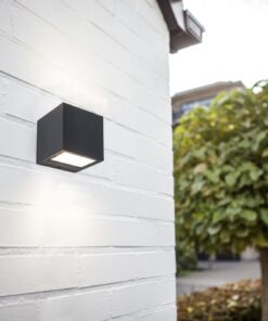 Lutec Gemini Square Φωτιστικό Τοίχου Εξωτερικού Χώρου Σκούρο Γκρι LED 850lm 4000K IP54 – 5189114118