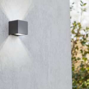 Lutec Gemini Square Φωτιστικό Τοίχου Εξωτερικού Χώρου Σκούρο Γκρι LED 850lm 4000K IP54 – 5189114118