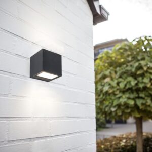 Lutec Gemini Mini Square Επιτοίχιο Φωτιστικό Εξωτερικού Χώρου Μαύρου Χρώματος LED 850lm 3000K IP54 – 5189125012