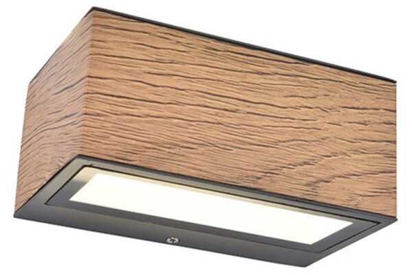Lutec Gemini Επιτοίχιο Φωτιστικό Εξωτερικού Χώρου Wood Effect Σκούρο Γκρι LED 10,5W 500lm 4000K IP54 – 5189135118