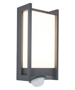 Lutec Qubo Επιτοίχιο Φωτιστικό Εξωτερικού Χώρου Με Ανιχνευτή Κίνησης Σκούρο Γκρι Χρώμα LED 800lm 3000K IP54 – 5193002118