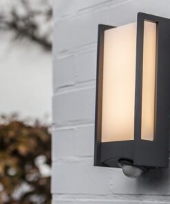 Lutec Qubo Επιτοίχιο Φωτιστικό Εξωτερικού Χώρου Με Ανιχνευτή Κίνησης Σκούρο Γκρι Χρώμα LED 800lm 3000K IP54 – 5193002118