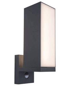 Lutec Cuba Επιτοίχιο Φωτιστικό Εξωτερικού Χώρου Με Ανιχνευτή Κίνησης Σκούρο Γκρι Χρώμα LED 1000lm 3000K IP54 – 5193811118