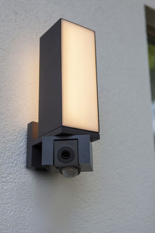Lutec Cuba Επιτοίχιο Φωτιστικό Εξωτερικού Χώρου Led Με Camera Με Ανιχνευτή Κίνησης Σκούρο Γκρι Connect LED Dimmable 1000lm 2700-6500K IP44 – 5193812118