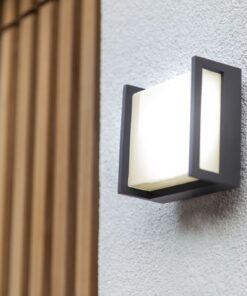 Lutec Qubo Square Φωτιστικό Τοίχου Εξωτερικού Χώρου Σκούρο Γκρι LED 650lm 3000K IP54 – 5195401118