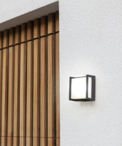 Lutec Qubo Square Φωτιστικό Τοίχου Εξωτερικού Χώρου Σκούρο Γκρι LED 650lm 3000K IP54 – 5195401118