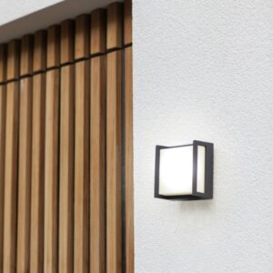 Lutec Qubo Square Φωτιστικό Τοίχου Εξωτερικού Χώρου Σκούρο Γκρι LED 650lm 3000K IP54 – 5195401118
